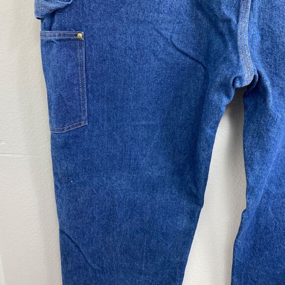 Carhartt Carpenter Dugaree Jeans 44X30 Suspender Buttons Double Knee Cotton - Picture 14 of 15